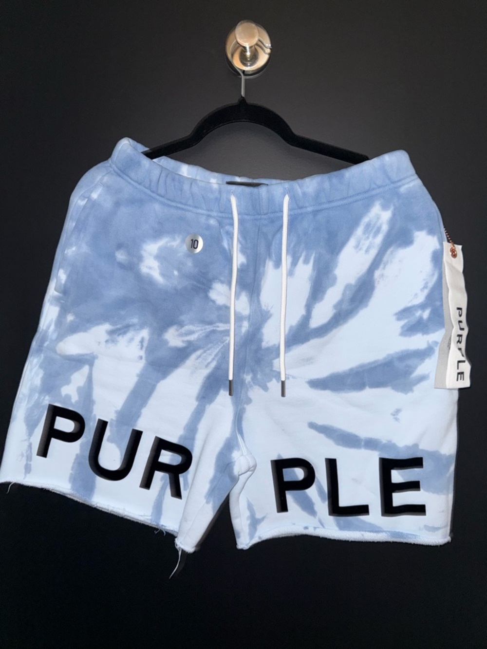 Purple Brand Puff Print Tie-Dye Light Blue Logo Sweat Shorts